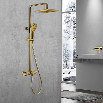 Душевая стойка Vincea Next VSFS-1N1TBG настенная цвет брашированное золото