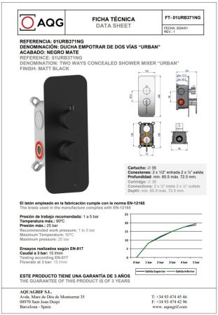 Смеситель AQG Urban 01URB371NG встраиваемый в стену черный