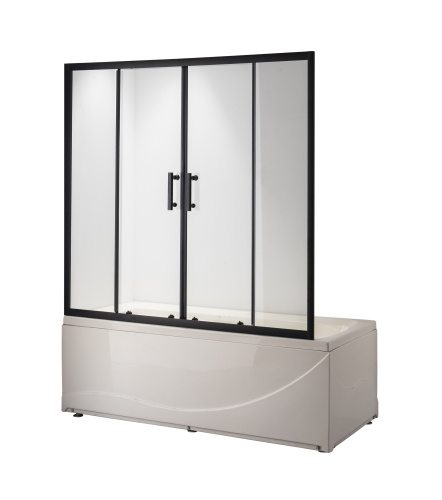 Душевая шторка на ванну Taliente TA-1514CB 150х140 стекло прозрачное профиль черный