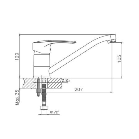 Смеситель для кухни Cron CN4266-2 на мойку хром