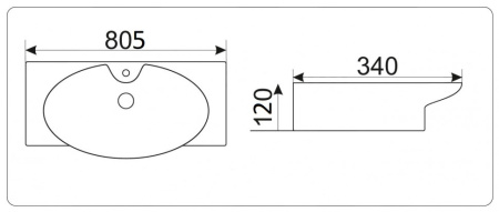 Раковина из санфаянса CeramaLux STR4282B 81х34 подвесная цвет белый 1 отверстие под смеситель