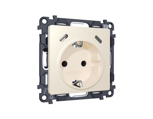 Комплект механизма электрической розетки 2USB С+C 20W с/з на винтовых зажимах 16A-250V Ambrella Volt MA MA330510 - фото 3
