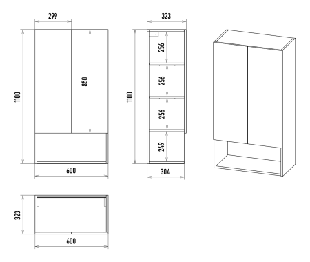 Шкаф Brevita Vega VEG-08060-031 60х32х110 подвесной цвет бежевый/золотой