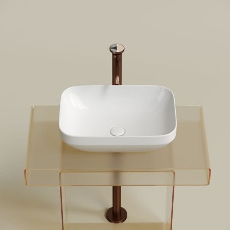 Раковина из сантехнического фарфора Ceramica Nova ELEMENT CN6055 50х40 накладная цвет белый без отверстий под смеситель