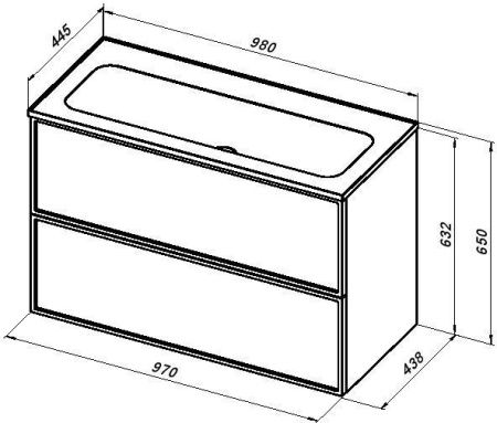 Раковина из искусственного камня Aquanet Арт 00318926 100х40 полувстраиваемая цвет белый 1 отверстие под смеситель