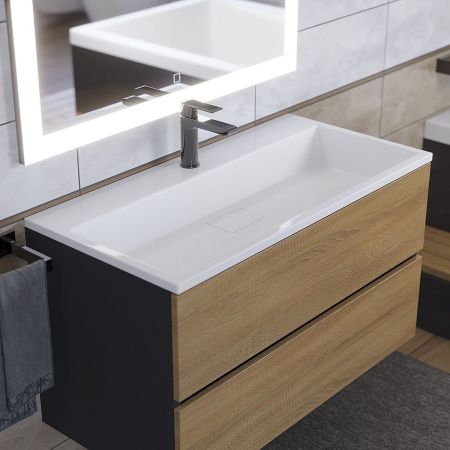 Раковина из искусственного камня Uperwood Barsa 2901120346 90х50 полувстраиваемая цвет белый