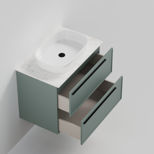 Тумба со столешницей La Fenice ELBA TWIN NFNC-01-ELB-G-80-2-3-GG 80х62х49 подвесная цвет серый/зелёный - фото 2