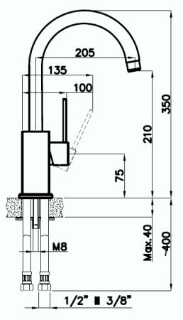 Смеситель для кухни Rivelato 9021200 cromo на мойку хром