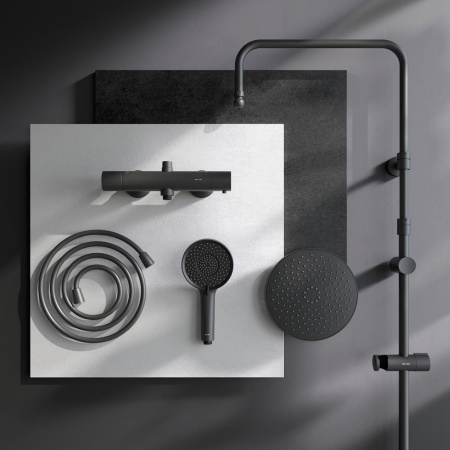 Душевая стойка Am.Pm X-Joy F0785A422 настенная цвет черный с термостатом