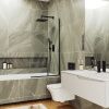 Душевая шторка на ванну Maybah Glass MGV-59-6у 60х140 стекло прозрачное профиль черный ориентация универсальная