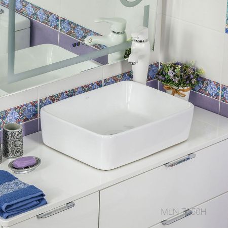 Раковина мебельная из сантехнического фаянса Melana MLN-7050H 48 7050H-805 50х40 накладная цвет белый