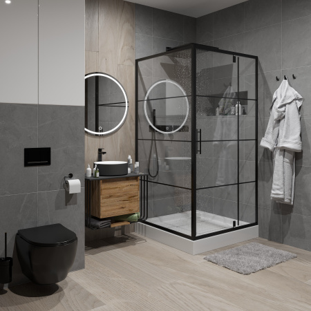 Душевой уголок Niagara Nova _02800831BLACK 80х80 стекло с рисунком профиль черный без поддона Душевой уголок Niagara Nova _02800831BLACK 80х80 стекло с рисунком профиль черный без поддона