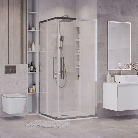 Душевой уголок Grossman Cosmo 300.K33.02.8080.10.00 80х80 стекло прозрачное профиль хром без поддона