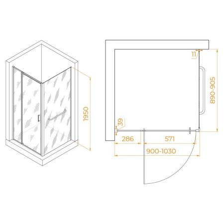 Душевой уголок RGW Passage 3508078199-14 90х90 стекло прозрачное профиль черный без поддона