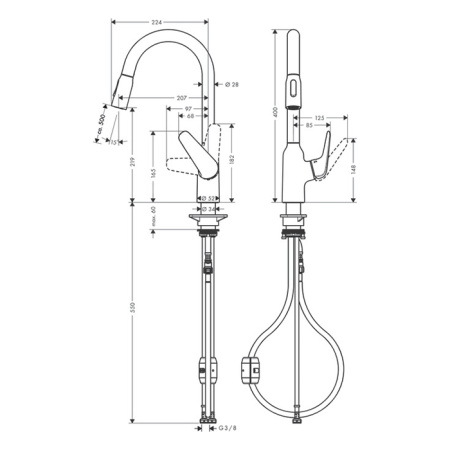 Смеситель для кухни Hansgrohe Focus 71800800 на мойку вороненая сталь