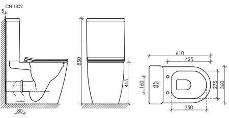 Унитаз напольный с бачком Ceramica Nova HIGHLIGHT CN1802 белый с сиденьем микролифт безободковый душевой смыв