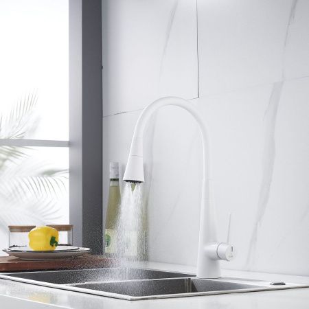 Смеситель для кухни Rose R213C на мойку белый