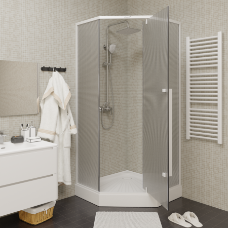 Душевой уголок Cerutti SPA C3AWD 90х90 стекло прозрачное профиль белый без поддона