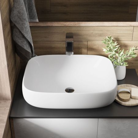 Раковина из сантехнического фаянса Grossman Falcon GR-3054 60х40 накладная цвет белый без отверстий под смеситель