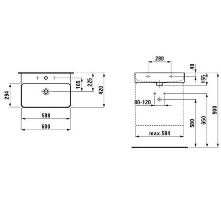 Раковина керамическая Laufen VAL 8.1028.3.000.104.1 60 см накладная цвет белый 1 отверстие под смеситель