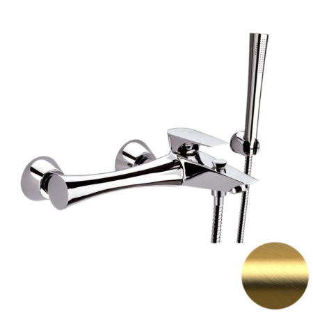 Смеситель для ванны Daniel Diva DV610DP настенный брашированное золото без термостата