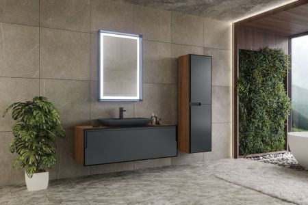 Тумба с раковиной Orka Craft 5001127 120х50 подвесная цвет черный/коричневый