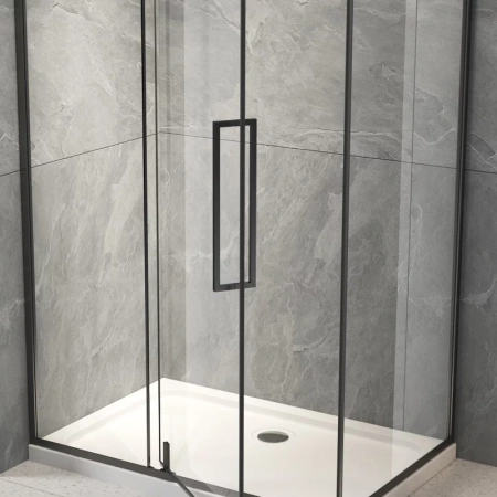 Душевой уголок Veconi Rovigo RV033B-90100-01-C7 90х100 стекло прозрачное профиль черный без поддона