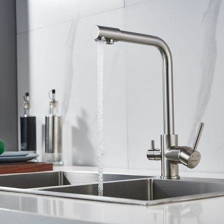 Смеситель для кухни Shevanik S328L на мойку сатин