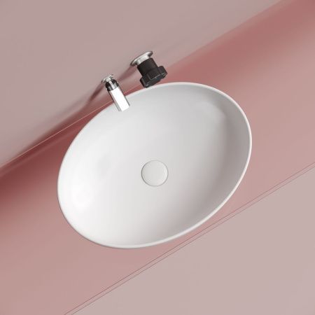 Раковина из сантехнического фарфора Ceramica Nova ELEMENT CN6056MW 50х40 накладная цвет белый без отверстий под смеситель