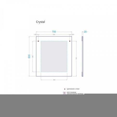 Зеркало Alavann Crystal ALV0264000 80х80 подвесное