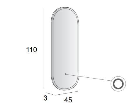 Зеркало с подсветкой Cezares 45095 50х110 подвесное
