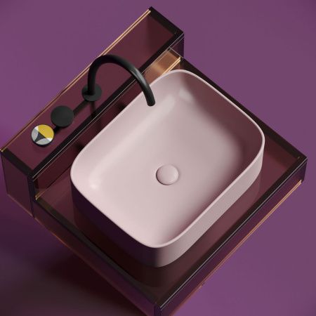 Раковина из сантехнического фарфора Ceramica Nova ELEMENT CN6052MP 50х40 накладная цвет розовый без отверстий под смеситель