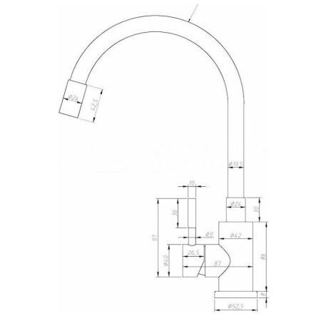 Смеситель для кухни Esko K44 G на мойку нержавеющая сталь