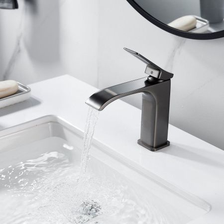 Смеситель Shevanik S4001T на раковину оружейная сталь