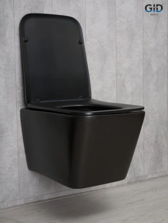 Унитаз подвесной Gid Cuadrado 62225Y черный матовый с сиденьем микролифт безободковый