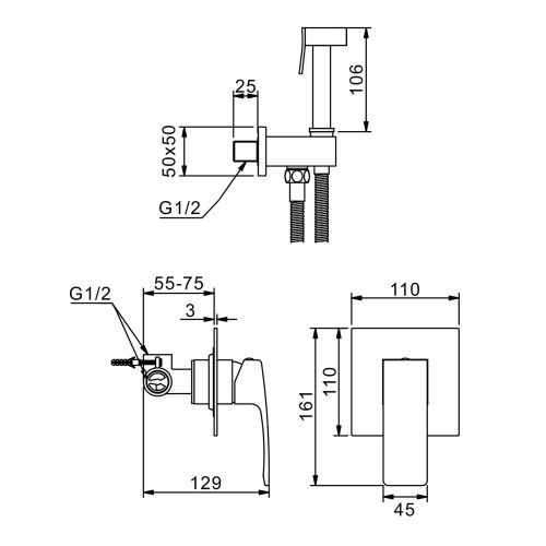 Гигиенический душ со смесителем Raglo R03.53.06 черный - фото 2