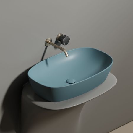 Раковина из сантехнического фарфора Ceramica Nova ELEMENT CN6049MLG 60х40 накладная цвет зеленый без отверстий под смеситель