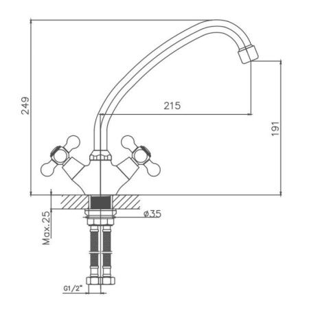 Смеситель для кухни Cron CN4319-2 на мойку хром