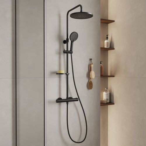 Душевая стойка Milardo Ideal Spa ILSBLTHM89 настенная цвет черный матовый - фото 2