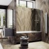Душевая шторка на ванну Maybah Glass MGV-783-5 70х140 стекло тонированное профиль хром ориентация универсальная