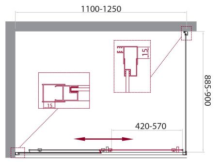 Душевой уголок BelBagno UNIQUE UNIQUE-AH-1-110/125-90-C-Cr 110х90 стекло прозрачное профиль хром без поддона