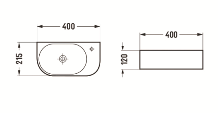 Раковина из сантехнического фаянса CeramaLux 78204LB 40х20 подвесная цвет черный 1 отверстие под смеситель