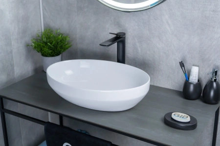 Раковина керамическая Gid Lago 51196 50х40 накладная цвет белый без отверстий под смеситель