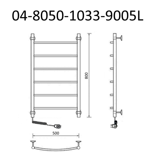 Полотенцесушитель Маргроид Вид 4 04-8050-1033-9005L 53х80 электрический черный матовый - фото 2