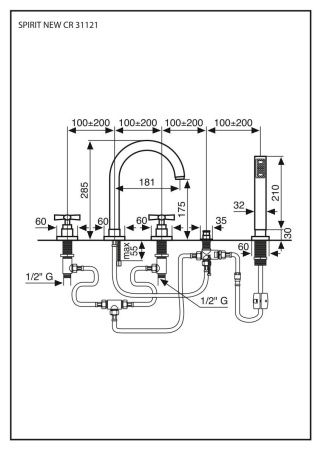 Смеситель Emmevi Spirit New 31121/CR на борт ванны хром