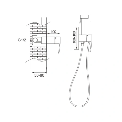 Гигиенический душ со смесителем Rose R1505F белый/хром - фото 3