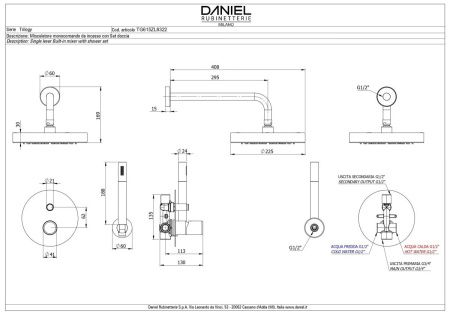 Душевая система Daniel Trilogy TR615ZL8322-CR встраиваемая в стену цвет хром