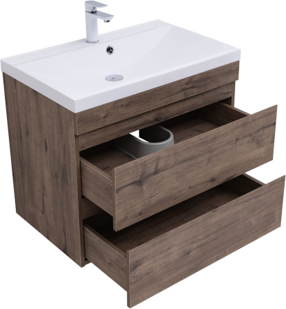 Тумба под раковину Aquanet Нота NEW 00334192 74х47х61 подвесная цвет темное дерево