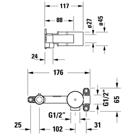 Базовый комплект однорычажного смесителя для умывальника для скрытого монтажа Duravit GK1900004000
