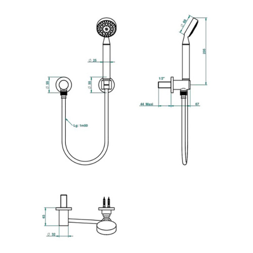 Душевой гарнитур THG Mossi cristal clair A2N-A02-52 настенный хром - фото 3